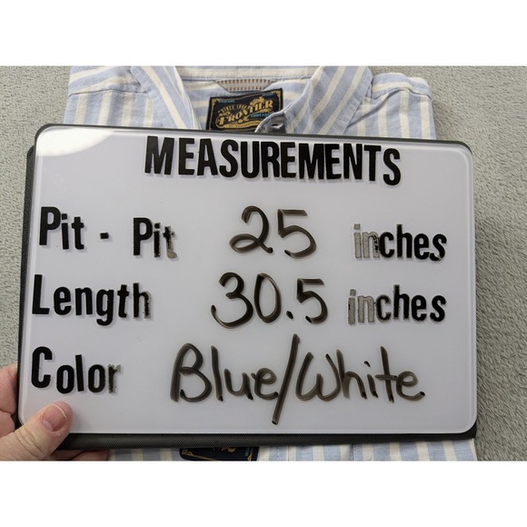 Frontier Threads by Weatherproof Mens XL Blue White Striped Cotton Shirt NWT - Picture 8 of 13